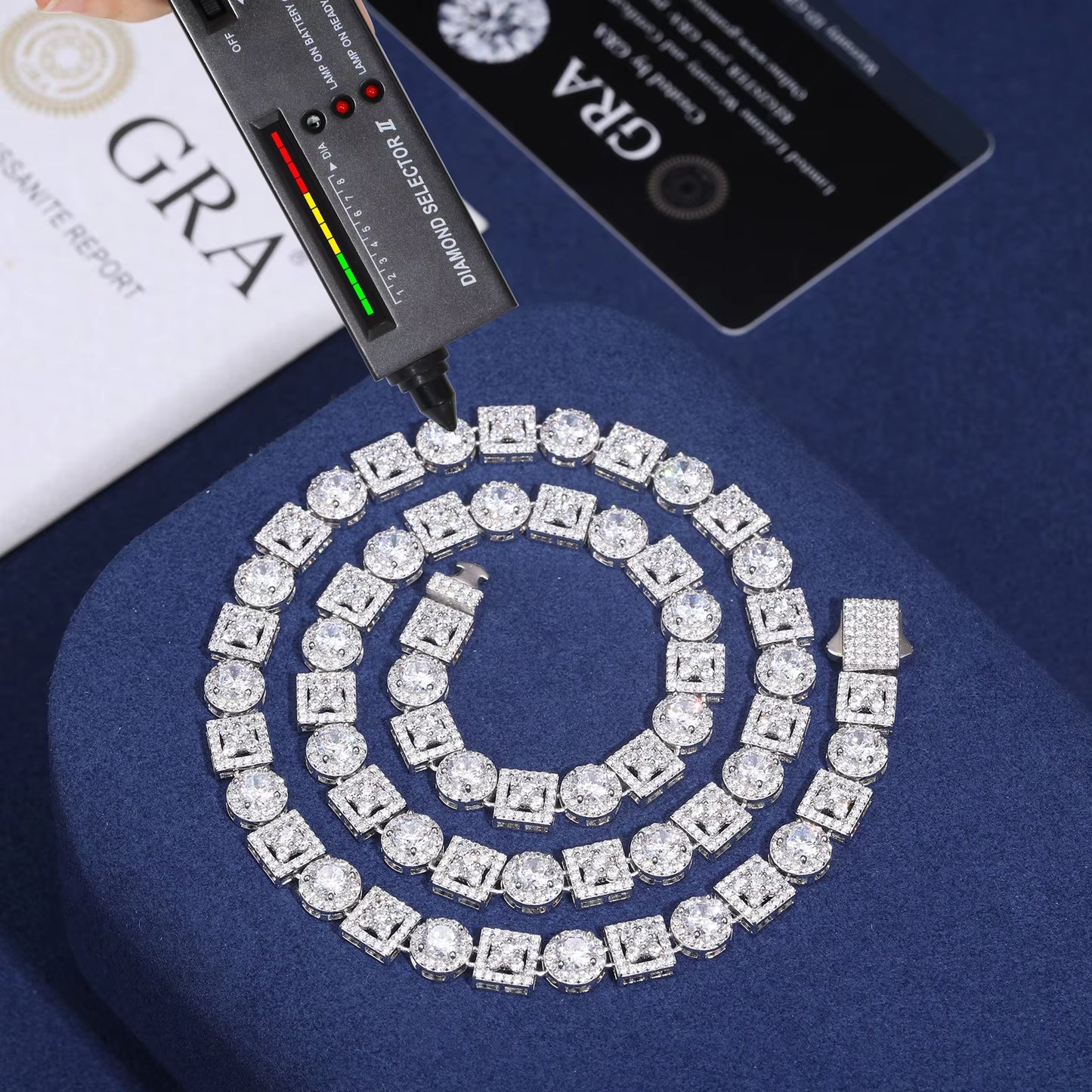 8mm Moissanite Clover Link Chain