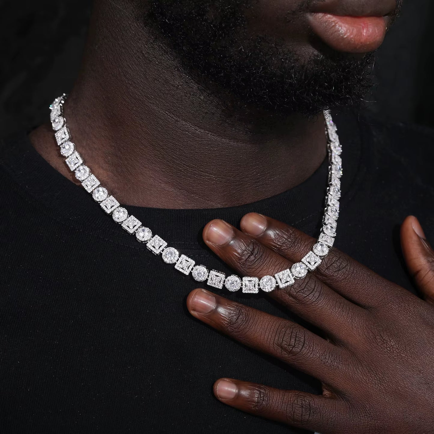 8mm Moissanite Clover Link Chain