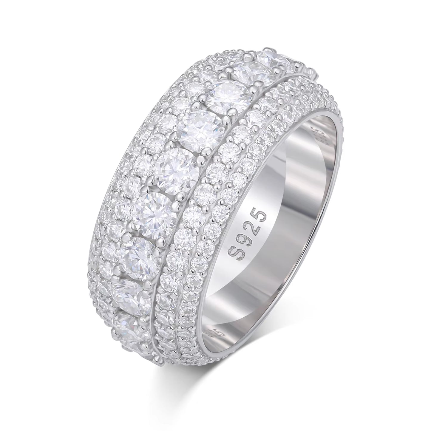 3-Row Moissanite Band Ring