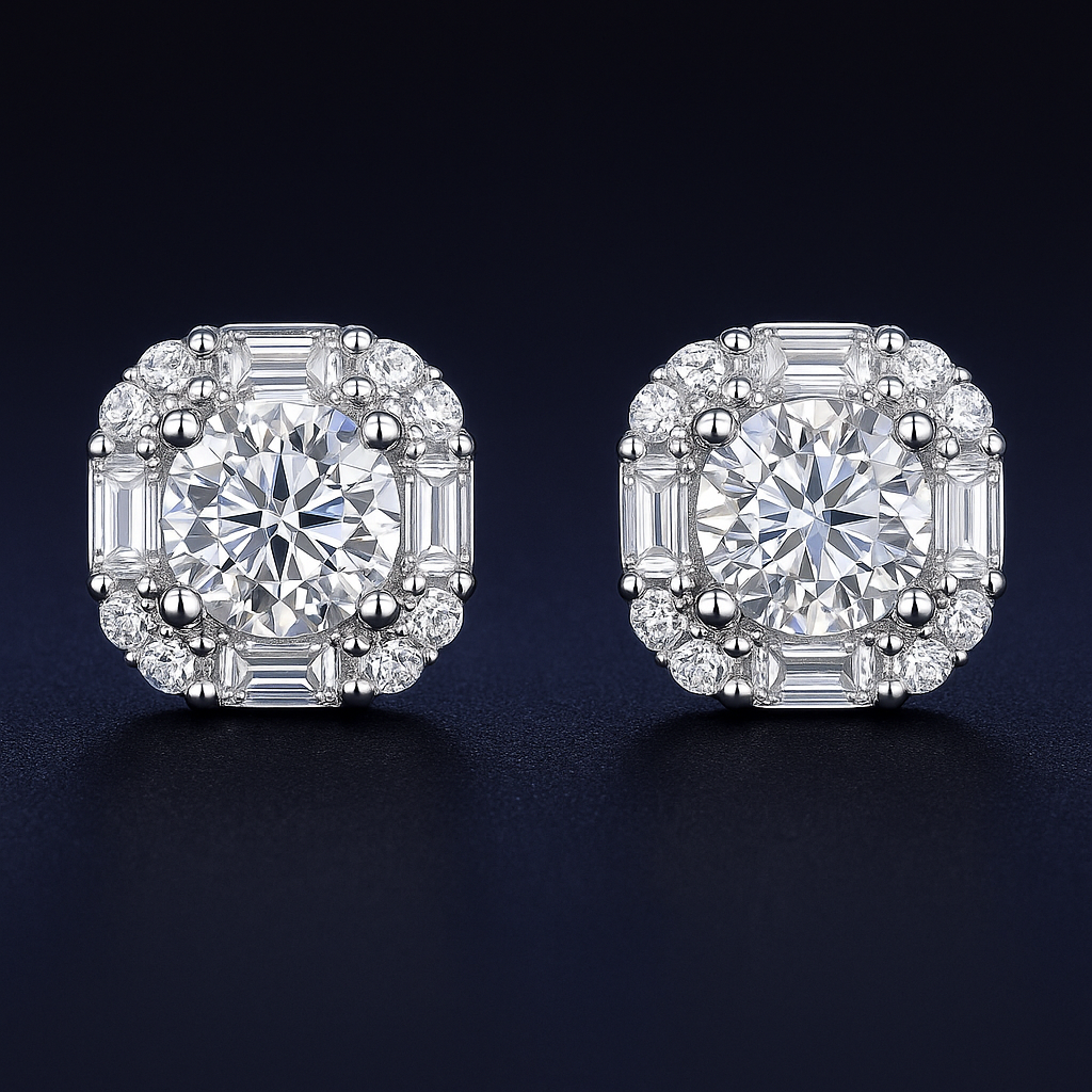 Moissanite Geometric Stud Earrings