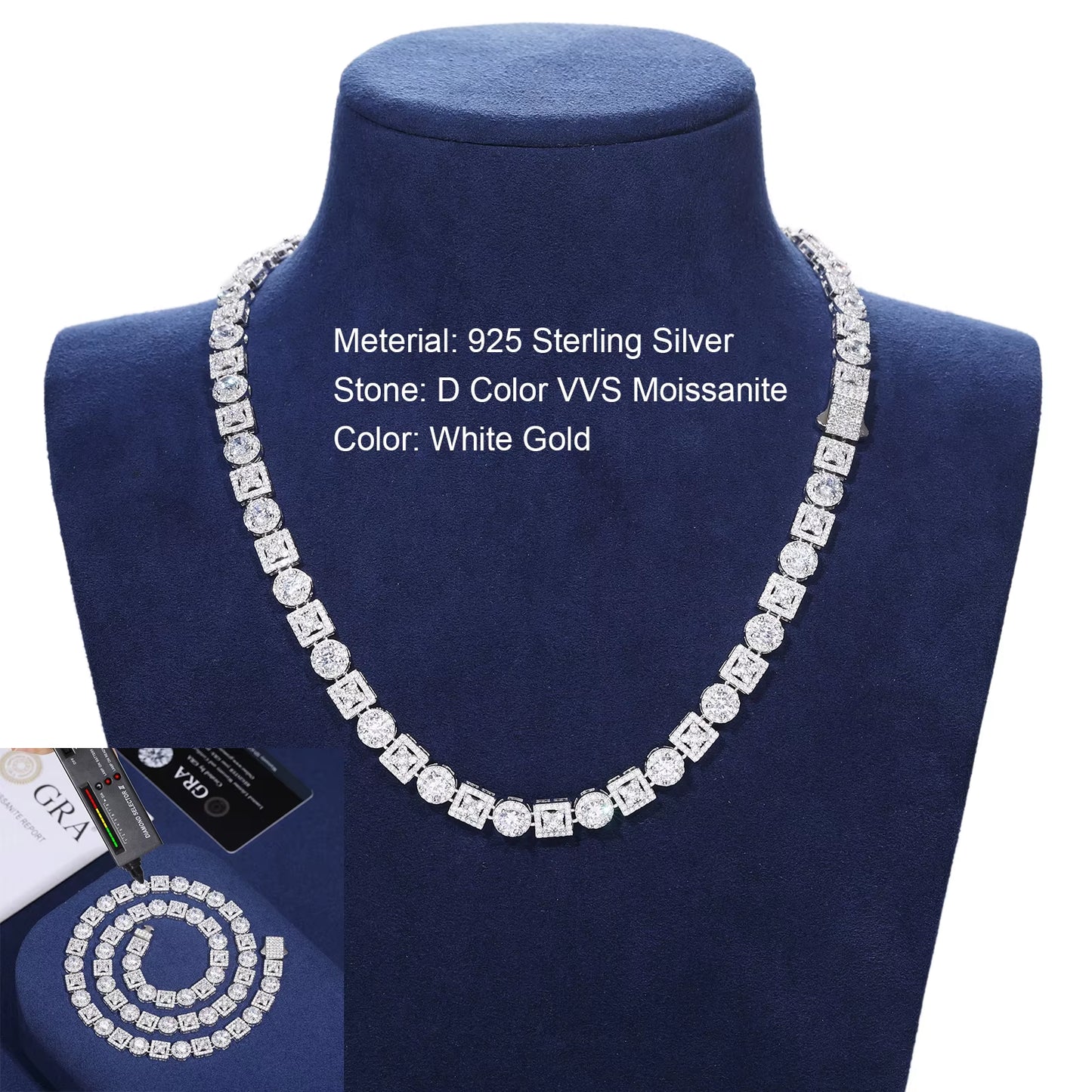 8mm Moissanite Clover Link Chain