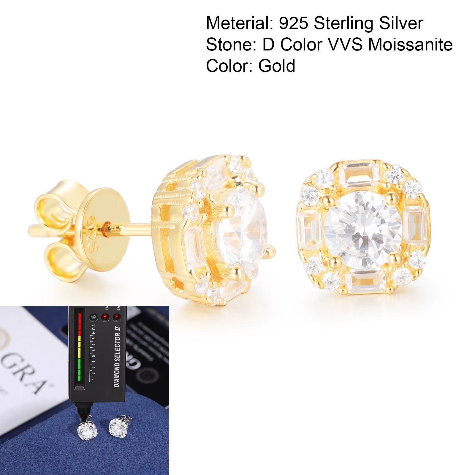 Moissanite Geometric Stud Earrings