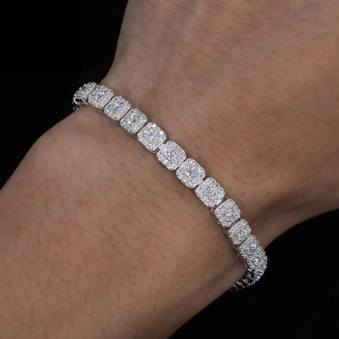 6mm Moissanite Halo Tennis Bracelet