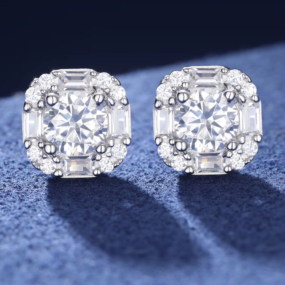 Moissanite Geometric Stud Earrings