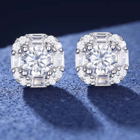 Moissanite Geometric Stud Earrings