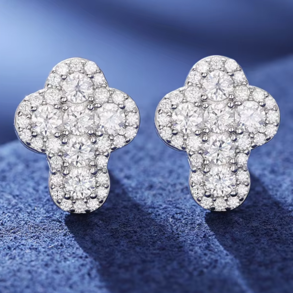 Moissanite Cross Stud Earrings