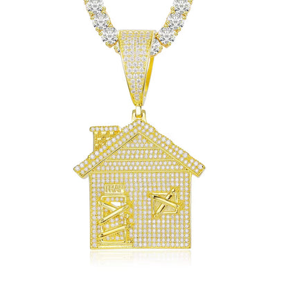 Iced Out Trap House Pendant