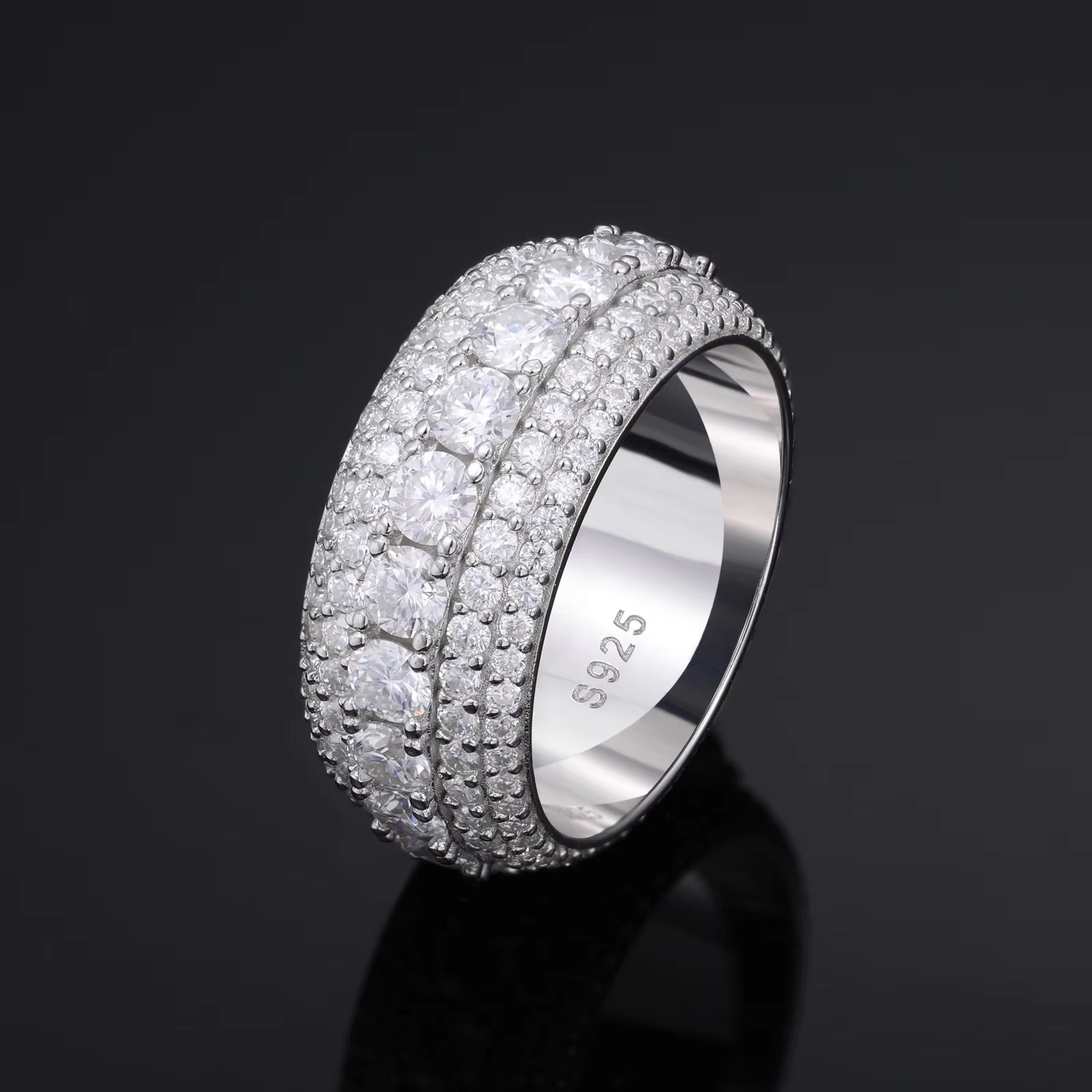 3-Row Moissanite Band Ring 