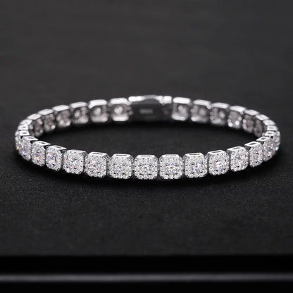 6mm Moissanite Halo Tennis Bracelet 