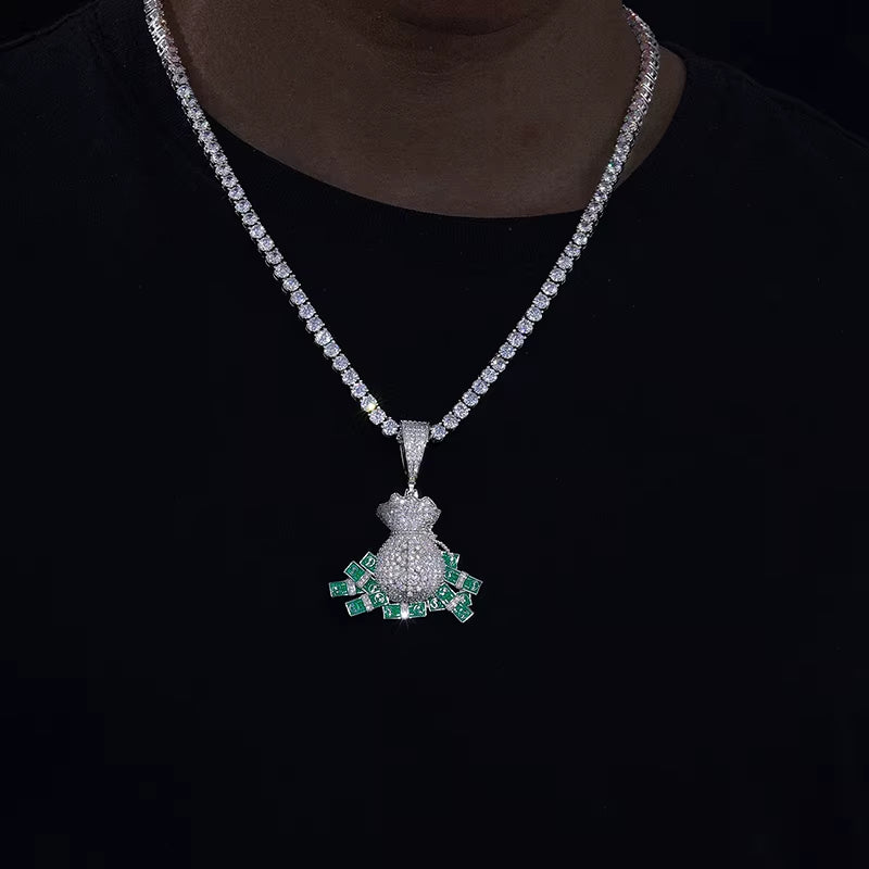 Iced Out Money Bag Pendant