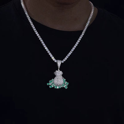 Iced Out Money Bag Pendant