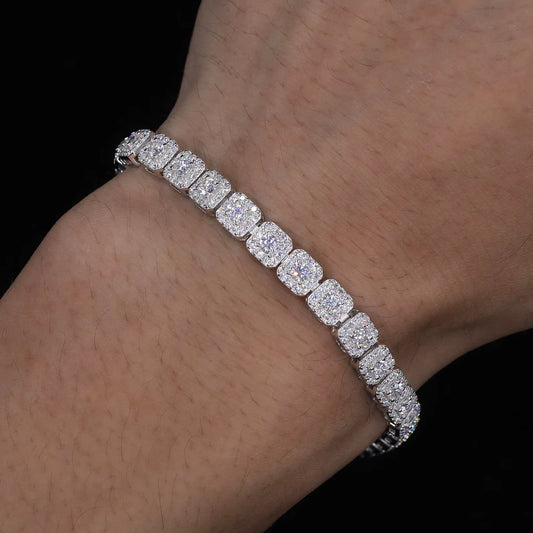 6mm Moissanite Halo Tennis Bracelet 