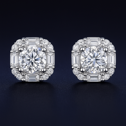 Moissanite Geometric Stud Earrings