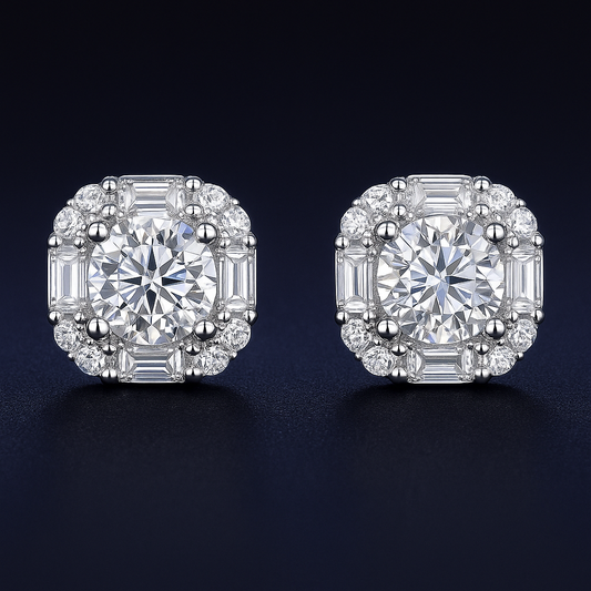 Moissanite Geometric Stud Earrings