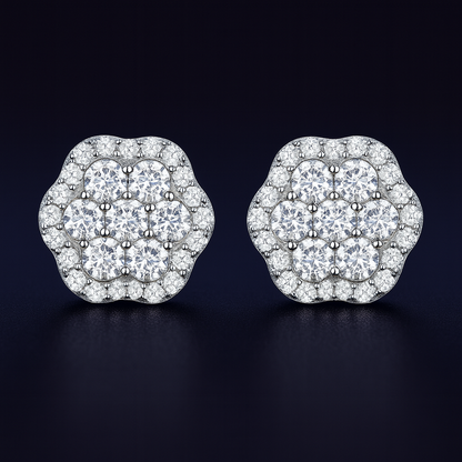 Lotus Moissanite Flower Stud Earrings