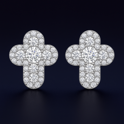 Moissanite Cross Stud Earrings