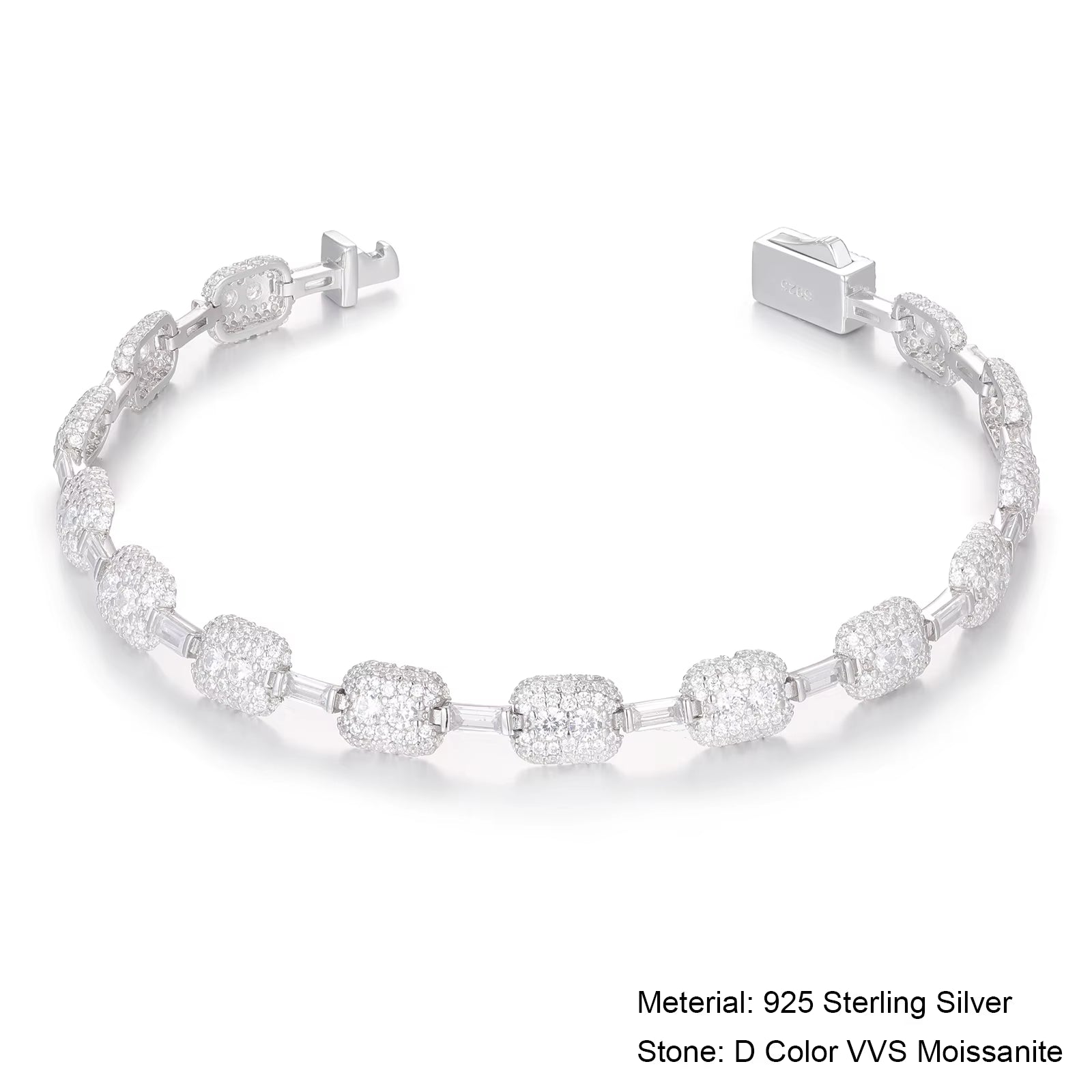 Moissanite Cuboid Link Bracelet