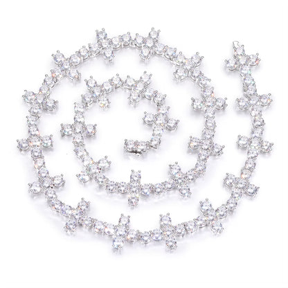 6mm Moissanite Cross Cluster Tennis Chain