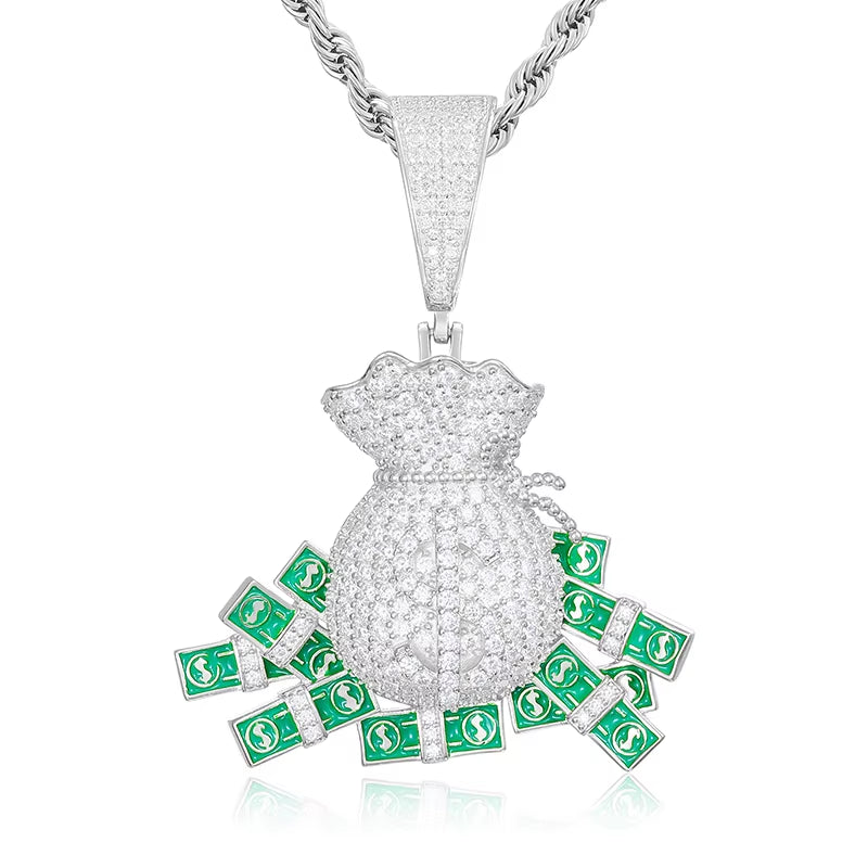 Iced Out Money Bag Pendant