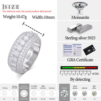 3-Row Moissanite Band Ring 