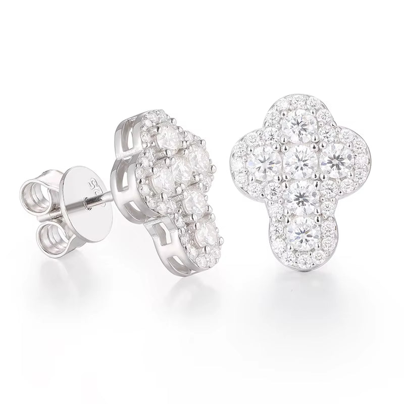 Moissanite Cross Stud Earrings