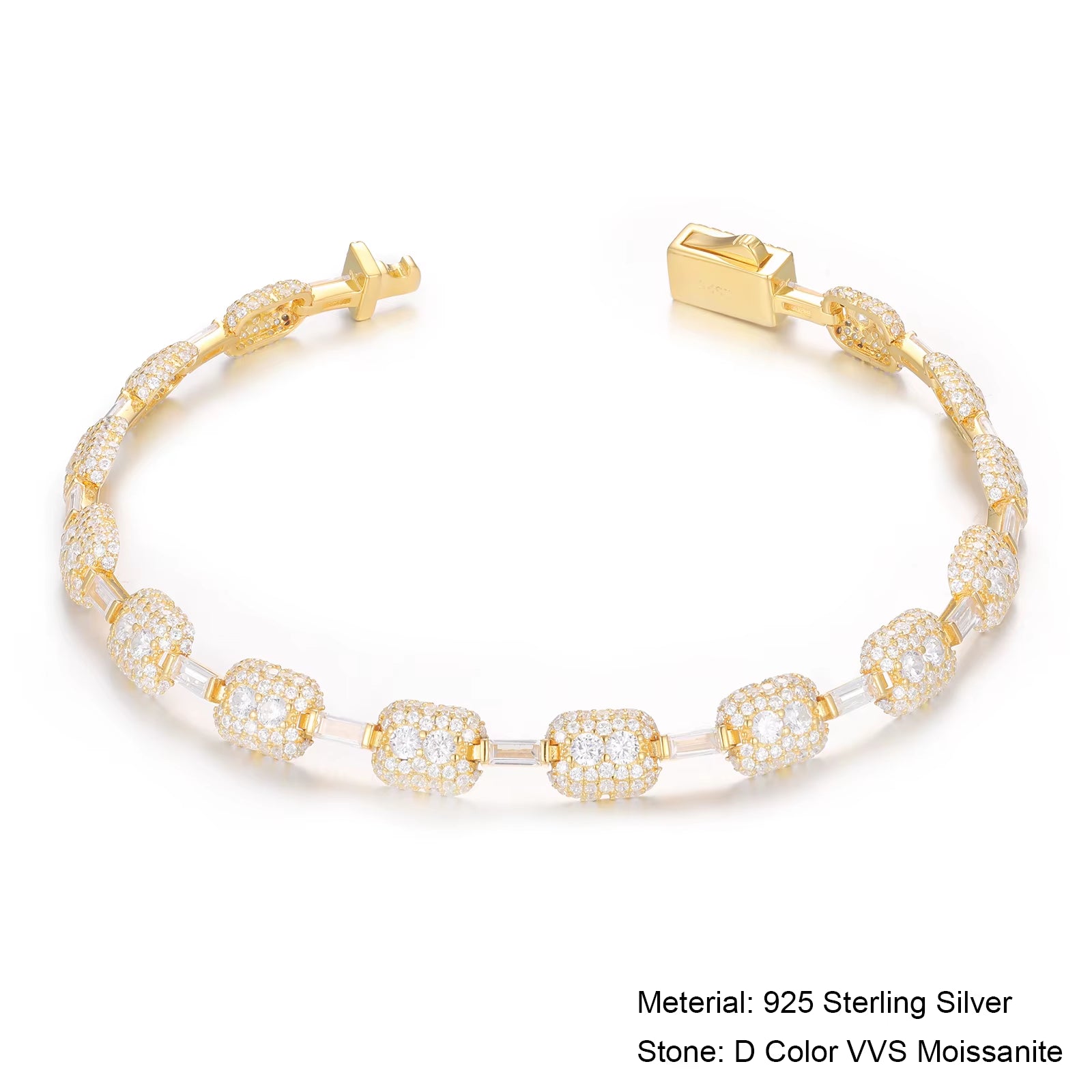 Moissanite Cuboid Link Bracelet